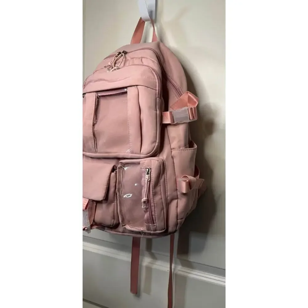 Pink Kawaii Customizable Backpack 22L 10 Pockets Padded Laptop Sleeve School Kid